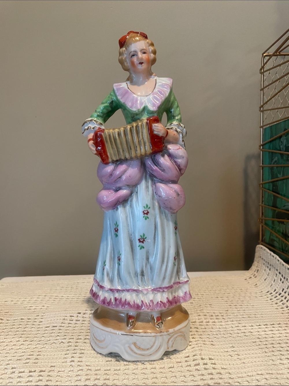 Vintage Porcelain Figurine with Accordion